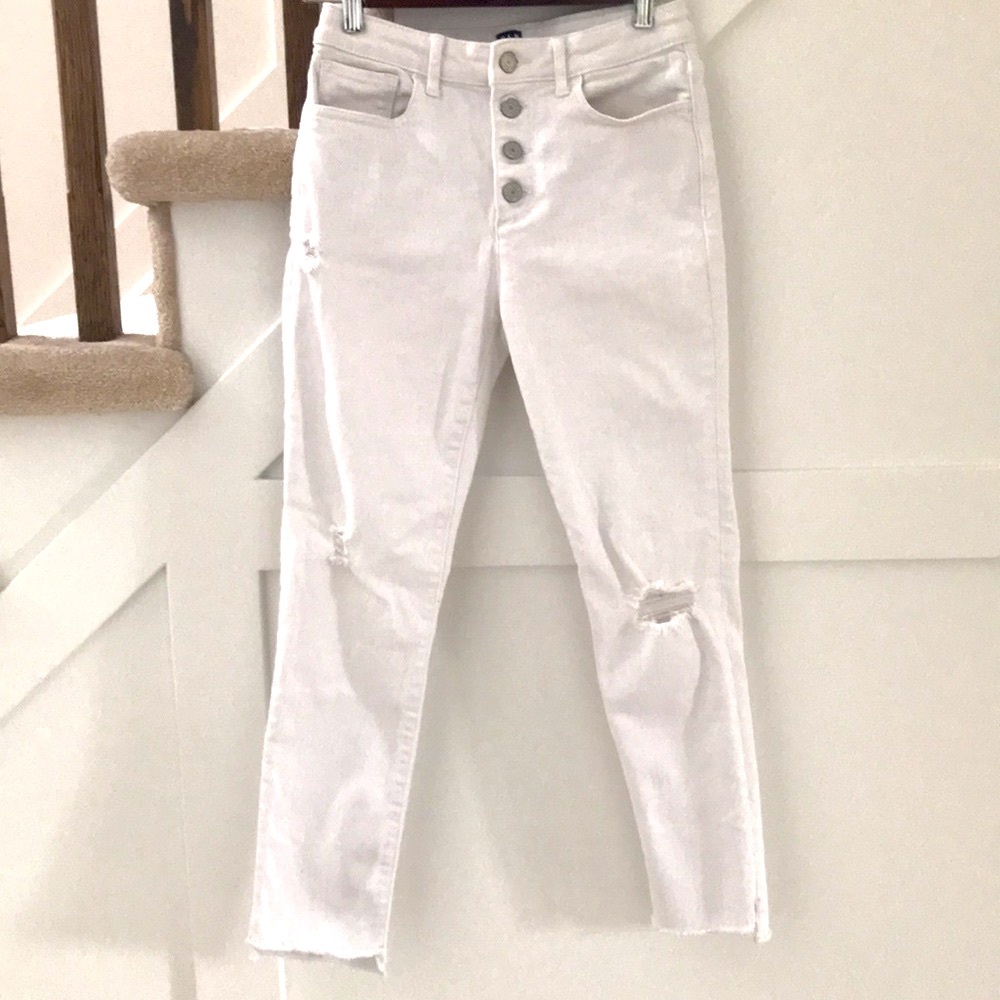 White Gap Jeans Stretch High Rise Ankle Jegging Girls Size 14
